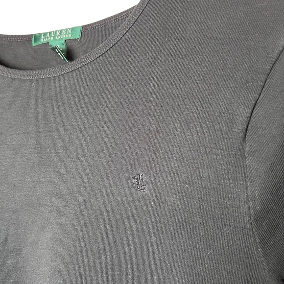Ralph Lauren LRL Classic Black Shirt Top Minimalist Logo Sz XL Cotton Casual Rib - Picture 4 of 11